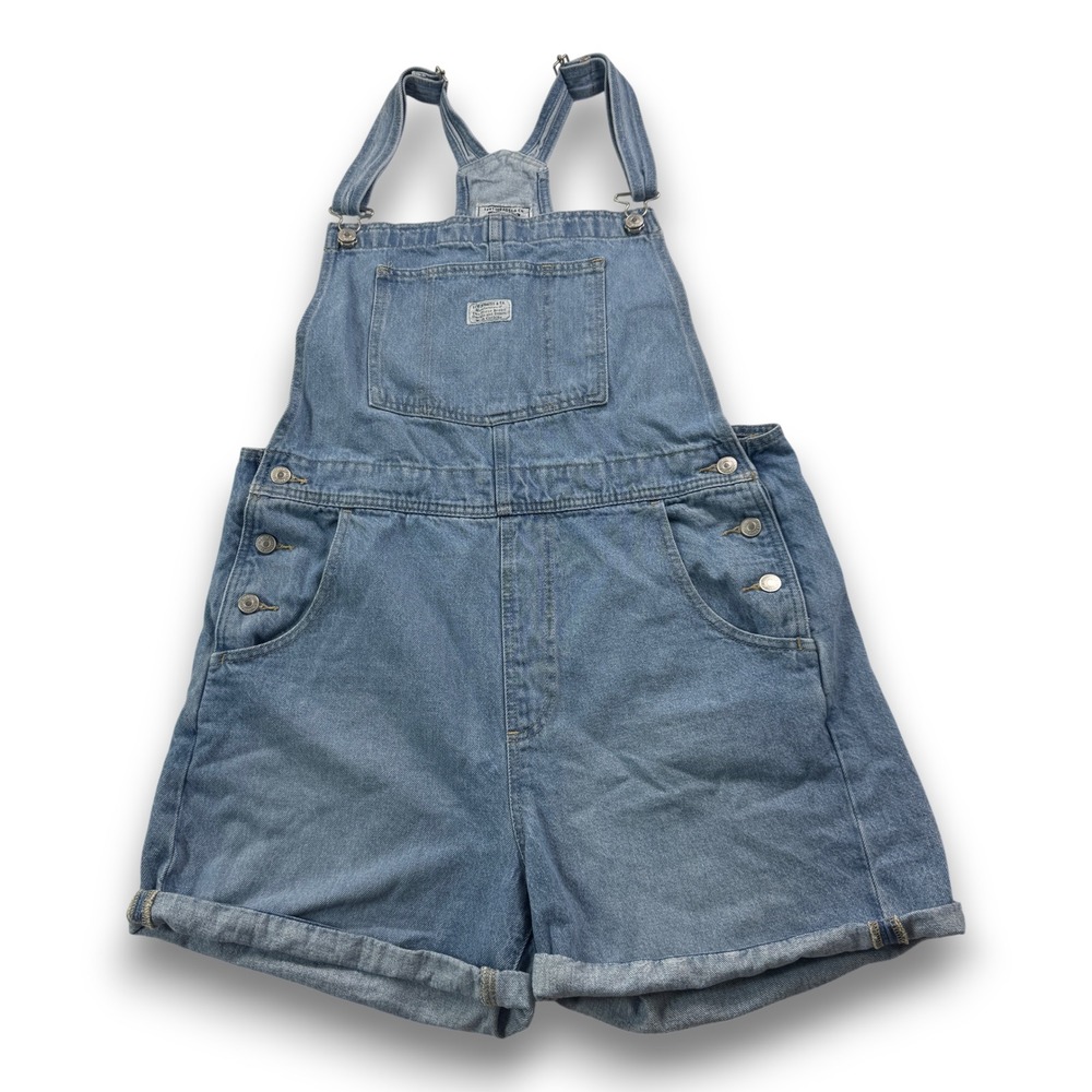 Levi Strauss & Co Womens Medium Wash Denim Shortalls Overalls Size L 52333-0040